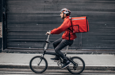 delivery man on bicycle