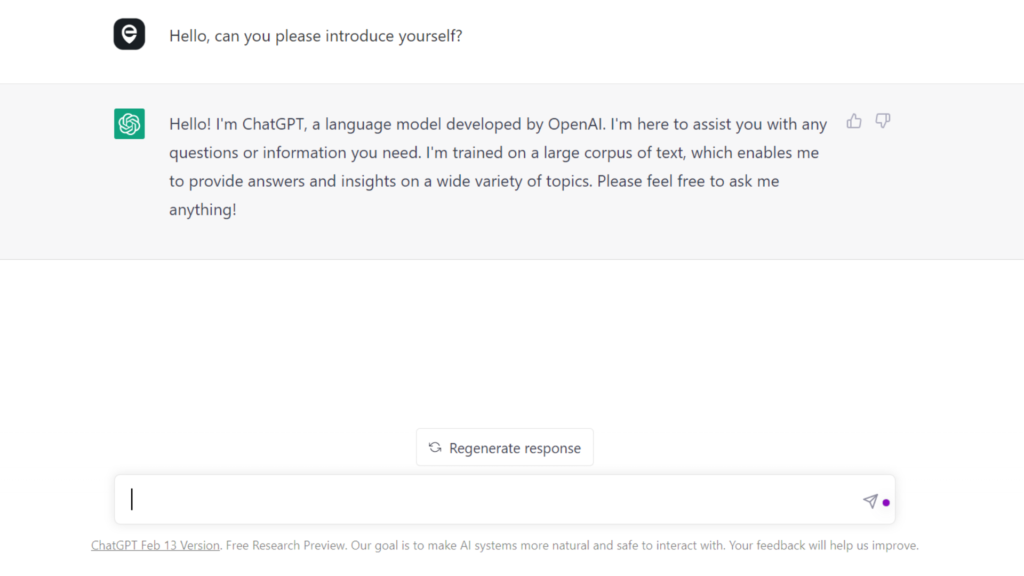 screenshot from OpenAI ChatGPT conversation